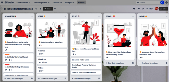 Screenshot eines Trello-Boards