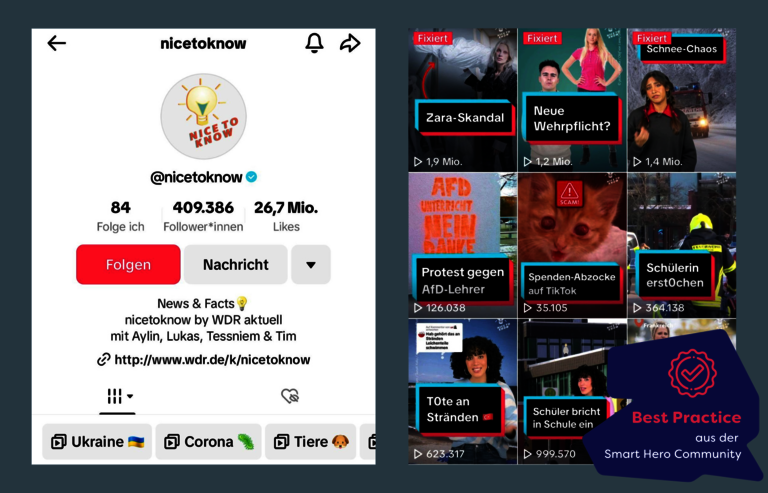 Screenshot des TikTok-Kanals von nicetoknow