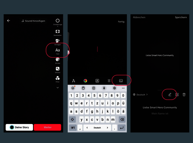 Screenshots von der TikTok Untertitel-Funktion