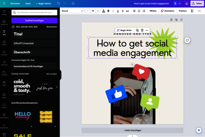 Screenshot aus Canva