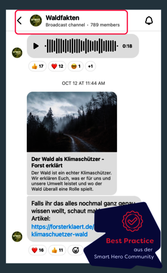 Screenshot aus dem Broadcast Channel von Forst Erklärt