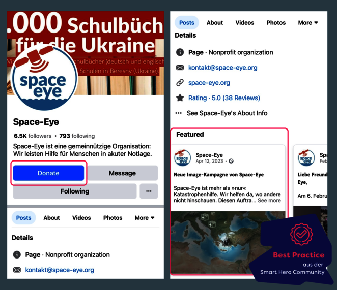 Screenshot von Space-Eye auf Facebook